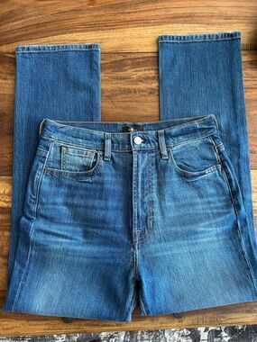 7 For All Mankind Easy Slim Cropped  Medium Blue Straight Jeans